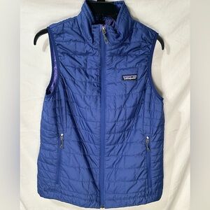 Patagonia Womens Periwinkle/Blue-Purple Zip Nano Puffer Vest Jacket Sz Medium